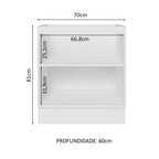 Balcão Cozinha 70 x 60 cm 2 Portas (Sem Tampo) Branco/Preto Glamy Madesa