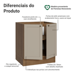 Balcão de Cozinha 70 x 60 cm 2 Portas (Sem Tampo) Rustic/Crema Vik Madesa