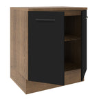 Balcão de Cozinha Madesa Agata 70 x 60 cm 2 Portas (Com Tampo) Rustic/Preto