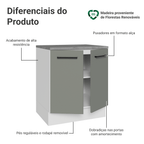 Balcão de Cozinha Madesa Agata 70 x 60 cm 2 Portas (Com Tampo) Branco/Cinza