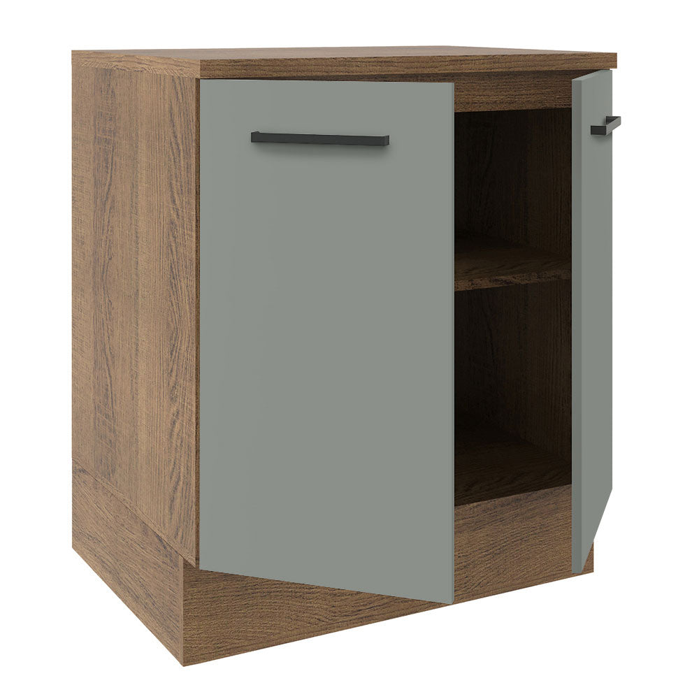 Balcão de Cozinha Madesa Agata 70 x 60 cm 2 Portas (Com Tampo) Rustic/Cinza