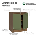 Balcão de Cozinha 70 x 60 cm 2 Portas (Com Tampo) Rustic/Verde Vik Madesa
