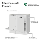 Balcão de Canto Madesa Agata 1 Porta 60 cm Profundidade (Sem Tampo) Branco