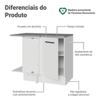Balcão de Canto Madesa Agata 1 Porta 60 cm Profundidade (Com Tampo) Branco