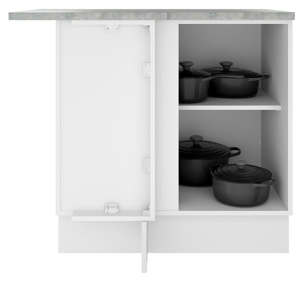 Balcão de Canto Madesa Glamy 1 Porta 60 cm Profundidade (Com Tampo) Branco