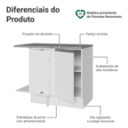 Balcão de Canto Madesa Glamy 1 Porta 60 cm Profundidade (Com Tampo) Branco