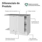 Balcão de Canto Madesa Stella 1 Porta 60 cm Profundidade (Com Tampo) Branco