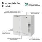 Balcão de Canto para Linha de 60 cm Profundidade (Sem Tampo) Branco Vik Madesa
