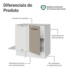 Balcão de Canto 1 Porta 60 cm Profundidade (Sem Tampo) Branco/Crema Agata Madesa