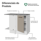 Balcão de Canto 1 Porta 60 cm Profundidade (Com Tampo) Branco/Crema Agata Madesa