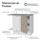 Balcão de Canto para Linha de 60 cm Profundidade (Com Tampo) Branco/Crema Vik Madesa