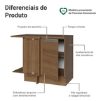 Balcão de Canto Madesa Glamy 1 Porta 60 cm Profundidade (Com Tampo) Rustic