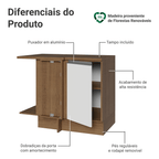 Balcão de Canto Madesa Glamy 1 Porta 60 cm Profundidade (Com Tampo) Rustic/Branco