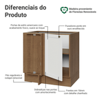 Balcão de Canto para Linha de 60 cm Profundidade (Sem Tampo) Rustic/Branco Vik Madesa