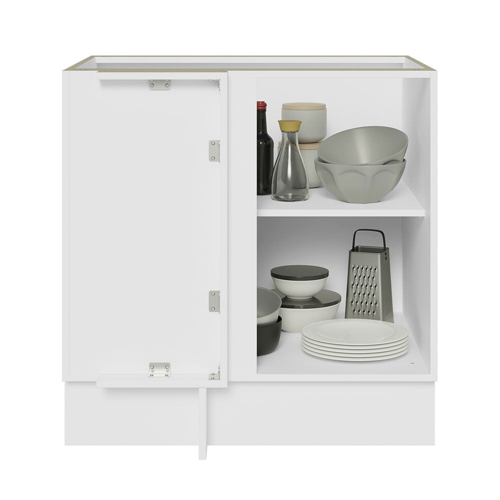 Balcão Cozinha de Canto 1 Porta 60 cm Profundidade (Sem Tampo) Branco/Preto Glamy Madesa