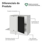 Balcão Cozinha de Canto 1 Porta 60 cm Profundidade (Sem Tampo) Branco/Preto Glamy Madesa