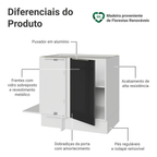 Balcão de Canto para Linha de 60 cm de Profundidade 1 Porta (Sem Tampo) Branco/Preto Lux Madesa