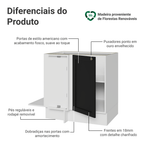 Balcão de Canto para Linha de 60 cm Profundidade (Sem Tampo) Branco/Preto Vik Madesa