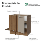 Balcão de Canto 1 Porta 60 cm Profundidade (Sem Tampo) Rustic/Crema Agata Madesa