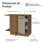 Balcão de Canto 1 Porta 60 cm Profundidade (Com Tampo) Rustic/Crema Agata Madesa