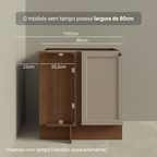 Balcão de Canto para Linha de 60 cm Profundidade (Sem Tampo) Rustic/Crema Vik Madesa