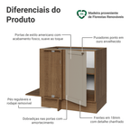Balcão de Canto para Linha de 60 cm Profundidade (Sem Tampo) Rustic/Crema Vik Madesa