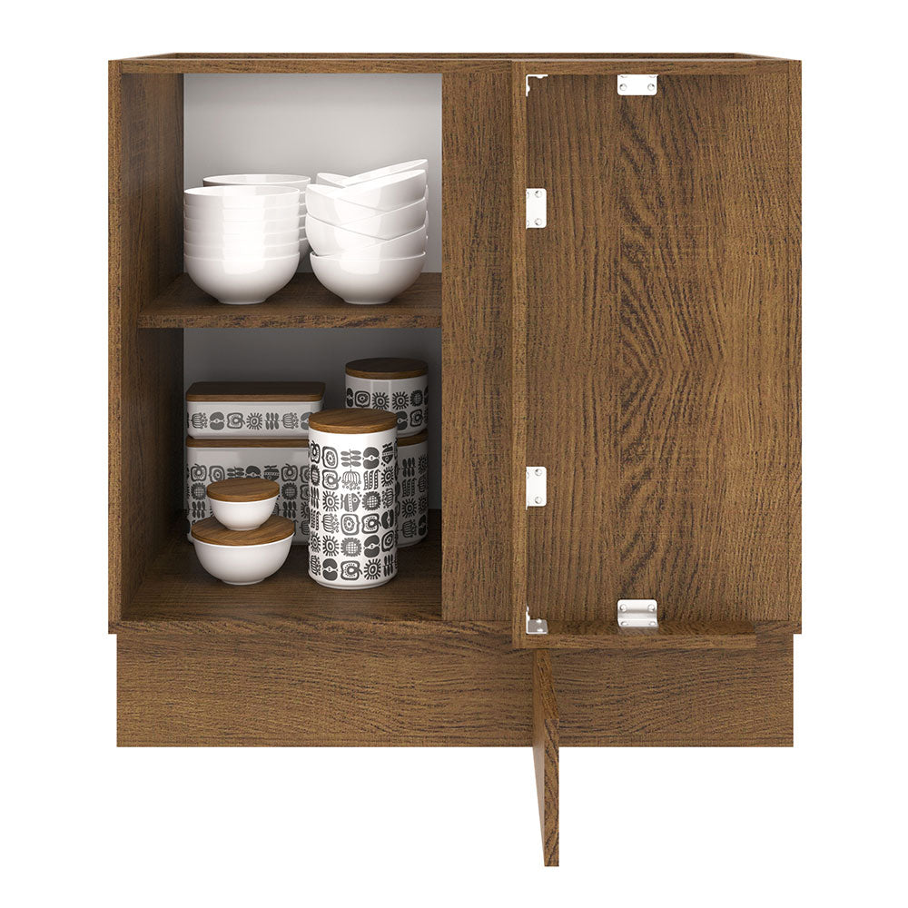 Balcão de Canto Madesa Agata 1 Porta 60 cm Profundidade (Sem Tampo) Rustic/Preto