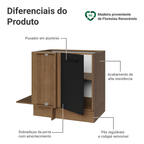 Balcão de Canto Madesa Agata 1 Porta 60 cm Profundidade (Sem Tampo) Rustic/Preto