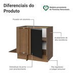 Balcão Cozinha de Canto 1 Porta 60 cm Profundidade (Sem Tampo) Rustic/Preto Glamy Madesa