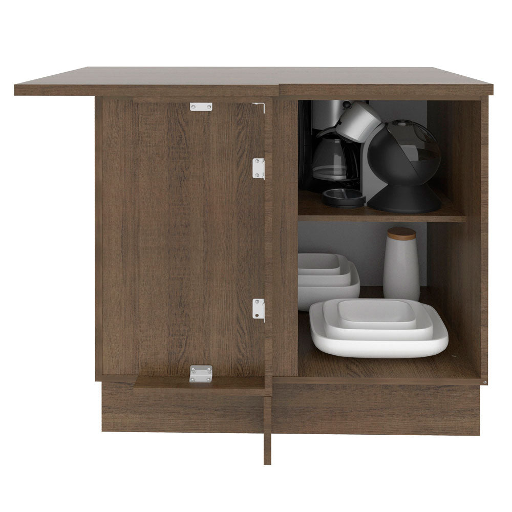 Balcão de Canto Madesa Glamy 1 Porta 60 cm Profundidade (Com Tampo) Rustic/Preto