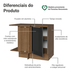 Balcão de Canto para Linha de 60 cm de Profundidade 1 Porta (Com Tampo) Rustic/Preto Lux Madesa