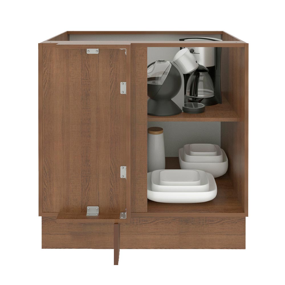 Balcão de Canto Madesa Lux 1 Porta (Sem Tampo) Rustic/Cinza