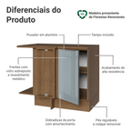 Balcão de Canto para Linha de 60 cm de Profundidade 1 Porta (Com Tampo) Rustic/Cinza Lux Madesa