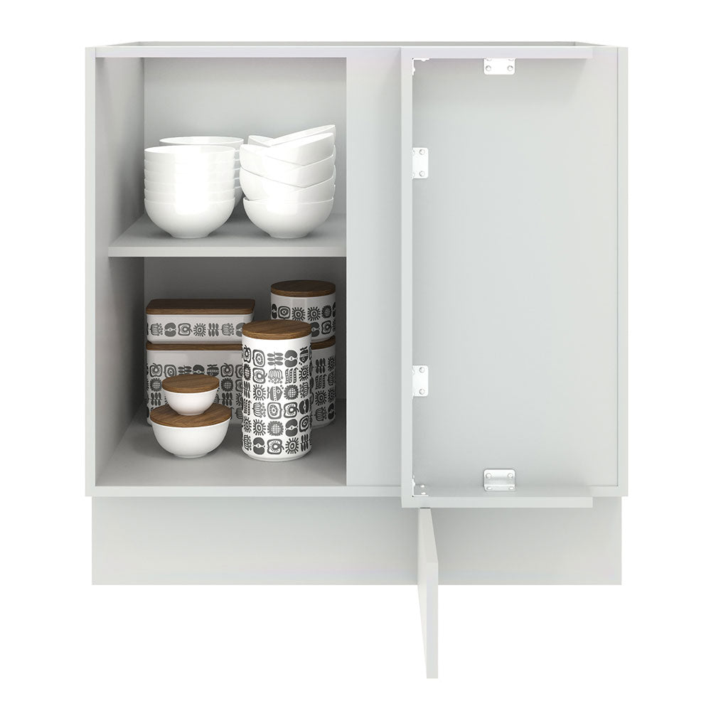 Balcão de Canto Madesa Agata 1 Porta 60 cm Profundidade (Sem Tampo) Branco/Cinza