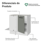 Balcão de Canto Madesa Agata 1 Porta 60 cm Profundidade (Sem Tampo) Branco/Cinza