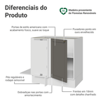 Balcão de Canto para Linha de 60 cm Profundidade (Sem Tampo) Branco/Cinza Vik Madesa