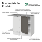 Balcão de Canto para Linha de 60 cm Profundidade (Com Tampo) Branco/Cinza Vik Madesa