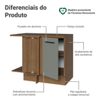 Balcão de Canto Madesa Agata 1 Porta 60 cm Profundidade (Com Tampo) Rustic/Cinza