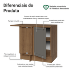 Balcão de Canto para Linha de 60 cm Profundidade (Com Tampo) Rustic/Cinza Vik Madesa