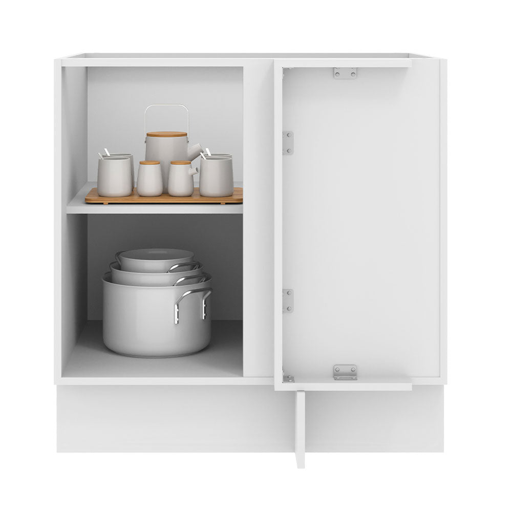 Balcão de Canto Madesa Lux 1 Porta (Sem Tampo) Branco/Branco Veludo