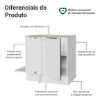 Balcão de Canto para Linha de 60 cm de Profundidade 1 Porta (Sem Tampo) Branco/Branco Veludo Lux Madesa