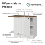 Balcão de Canto para Linha de 60 cm Profundidade (Com Tampo) Branco/Rustic Vik Madesa