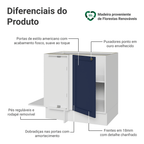 Balcão de Canto para Linha de 60 cm Profundidade (Sem Tampo) Branco/Azul Vik Madesa