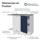 Balcão de Canto para Linha de 60 cm Profundidade (Com Tampo) Branco/Azul Vik Madesa