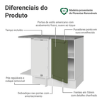 Balcão de Canto para Linha de 60 cm Profundidade (Com Tampo) Branco/Verde Vik Madesa