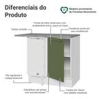 Balcão de Canto para Linha de 60 cm Profundidade (Com Tampo) Branco/Verde Vik Madesa