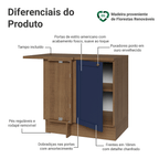 Balcão de Canto para Linha de 60 cm Profundidade (Com Tampo) Rustic/Azul Vik Madesa