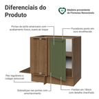 Balcão de Canto para Linha de 60 cm Profundidade (Sem Tampo) Rustic/verde Vik Madesa