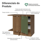 Balcão de Canto para Linha de 60 cm Profundidade (Com Tampo) Rustic/Verde Vik Madesa