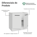 Balcão de Cozinha Madesa Agata 80 x 60 cm 2 Portas (Sem Tampo) Branco